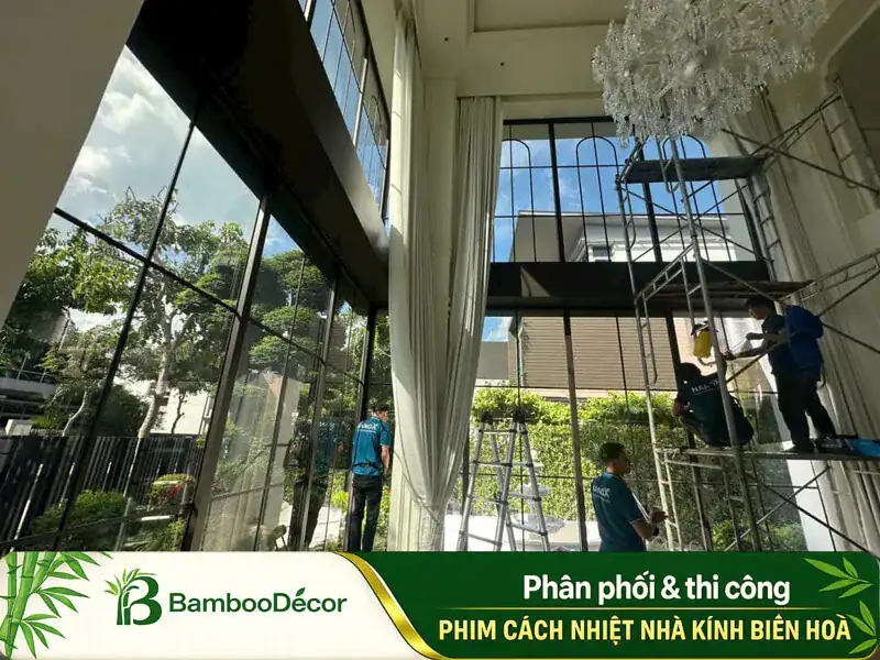Công trình dán phim cách nhiệt cửa kính biệt thự Phước Tân - Biên Hoà