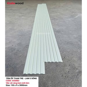 Lam 5 sóng than tre Galawood G5S-883 – Vân vải vàng kem ánh kim