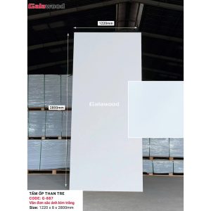 Tấm ốp than tre G-887 vân đơn sắc ánh kim trắng